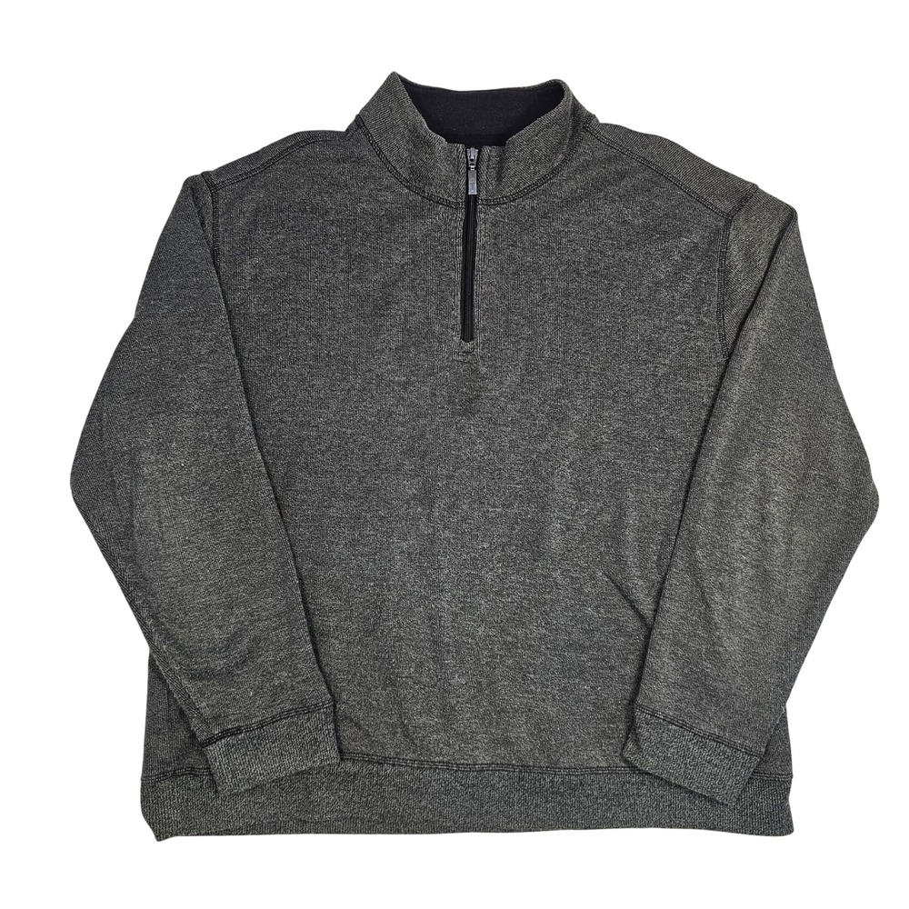 Paradise Collection Mens XL Quarter Zip Pullover Sweater Charcoal Gray Marl Knit